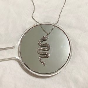 rhinestone snake necklace | silver